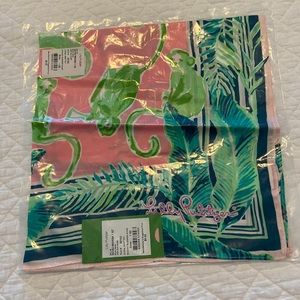 NWT Lilly Pulitzer silk scarf in print Monkey Business. Still in plastic.